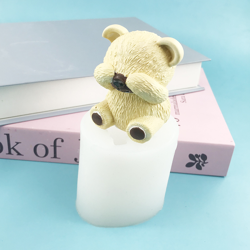 Candle Supplies Eu - ปิดตาหมีน้อยแม่พิมพ์ซิลิโคน DIY สบู่แฮนด์เมดแม่พิมพ์เทียนแม่พิมพ์ Fondant เค้กตกแต่งอุปกรณ์ครัว