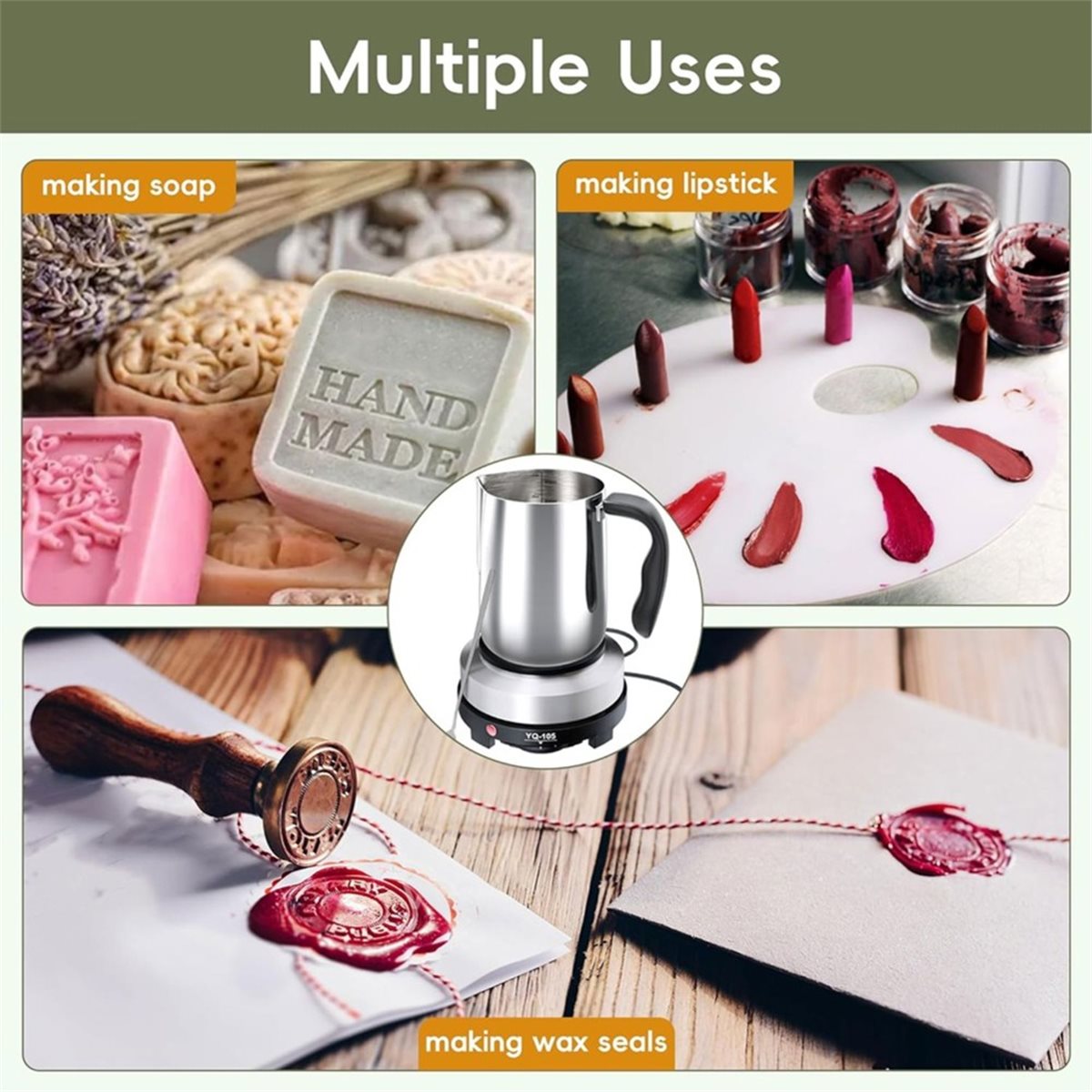 Candle Supplies Eu - ชุดทำเทียนพร้อมเตาไฟฟ้า ชุดทำเทียนสำหรับผู้เริ่มต้น อุปกรณ์ทำเทียนสำหรับงานฝีมือ DIY EU