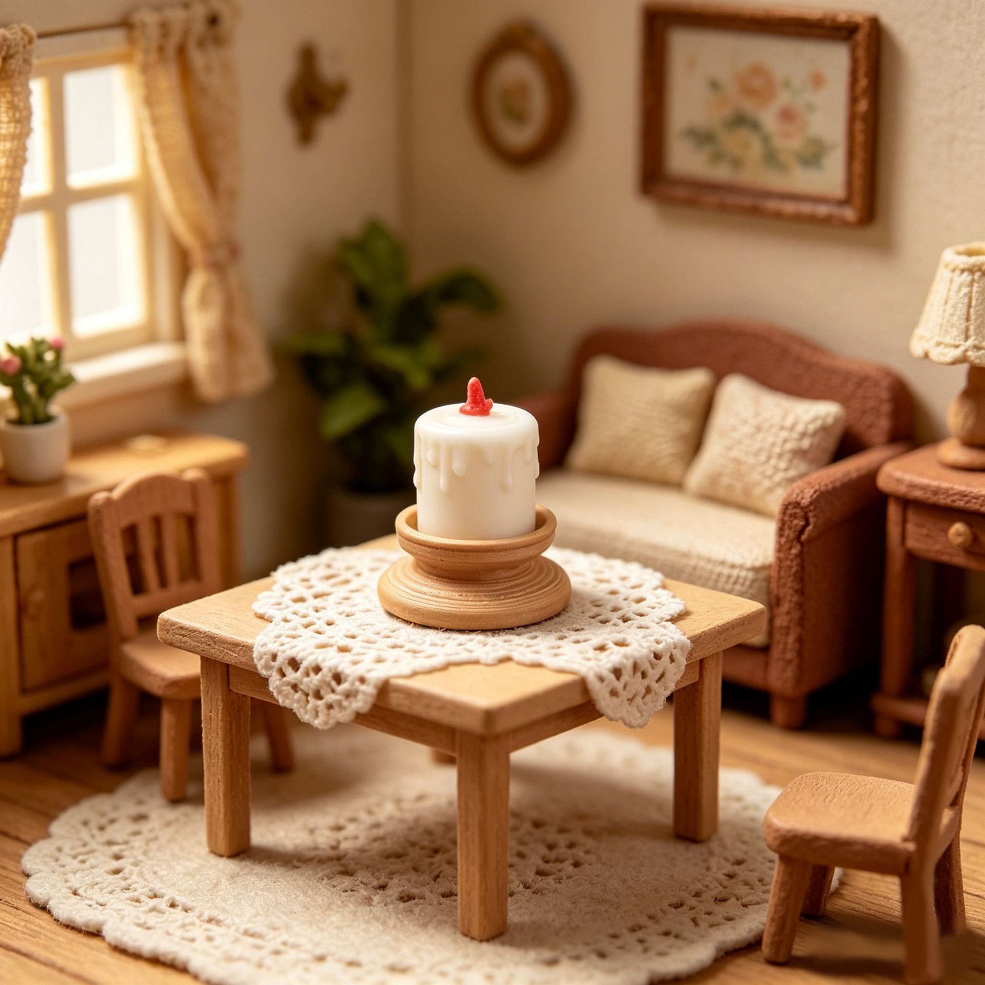 Candle Wax Scale - ที่วางเทียนขนาดเล็กสำหรับบ้านตุ๊กตา 3 ชิ้น ขนาด 1/12, เทียนขี้ผึ้งหลอมละลายเสมือนจริง,